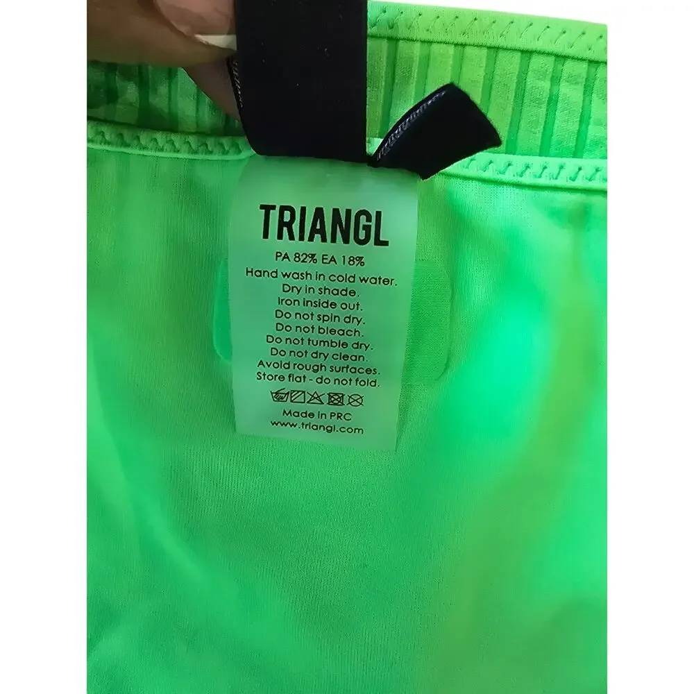 Triangl Neon Green Ribbed Bikini Women’s S/M NWOT Swimwear Set